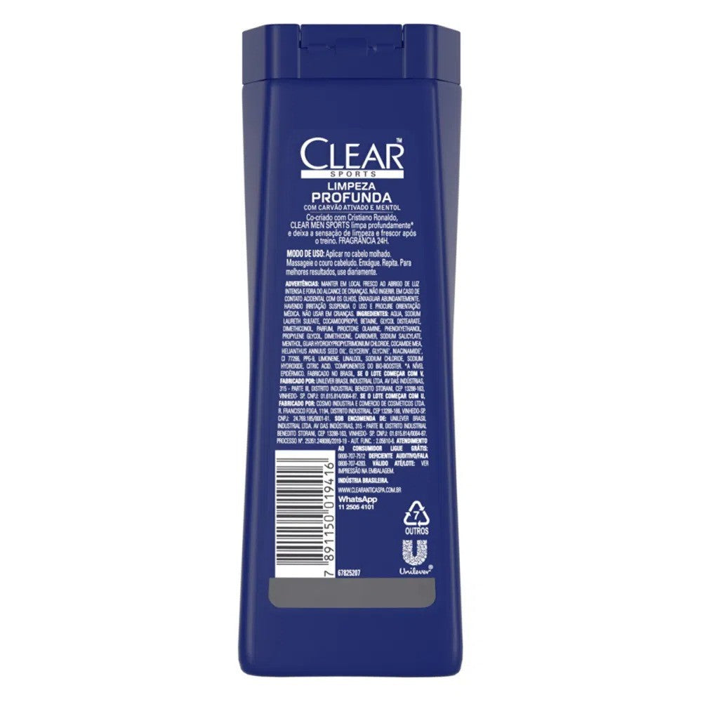 Shampoo Anticaspa Sports Limpeza Profunda Clear Men 400ml - Shopmano