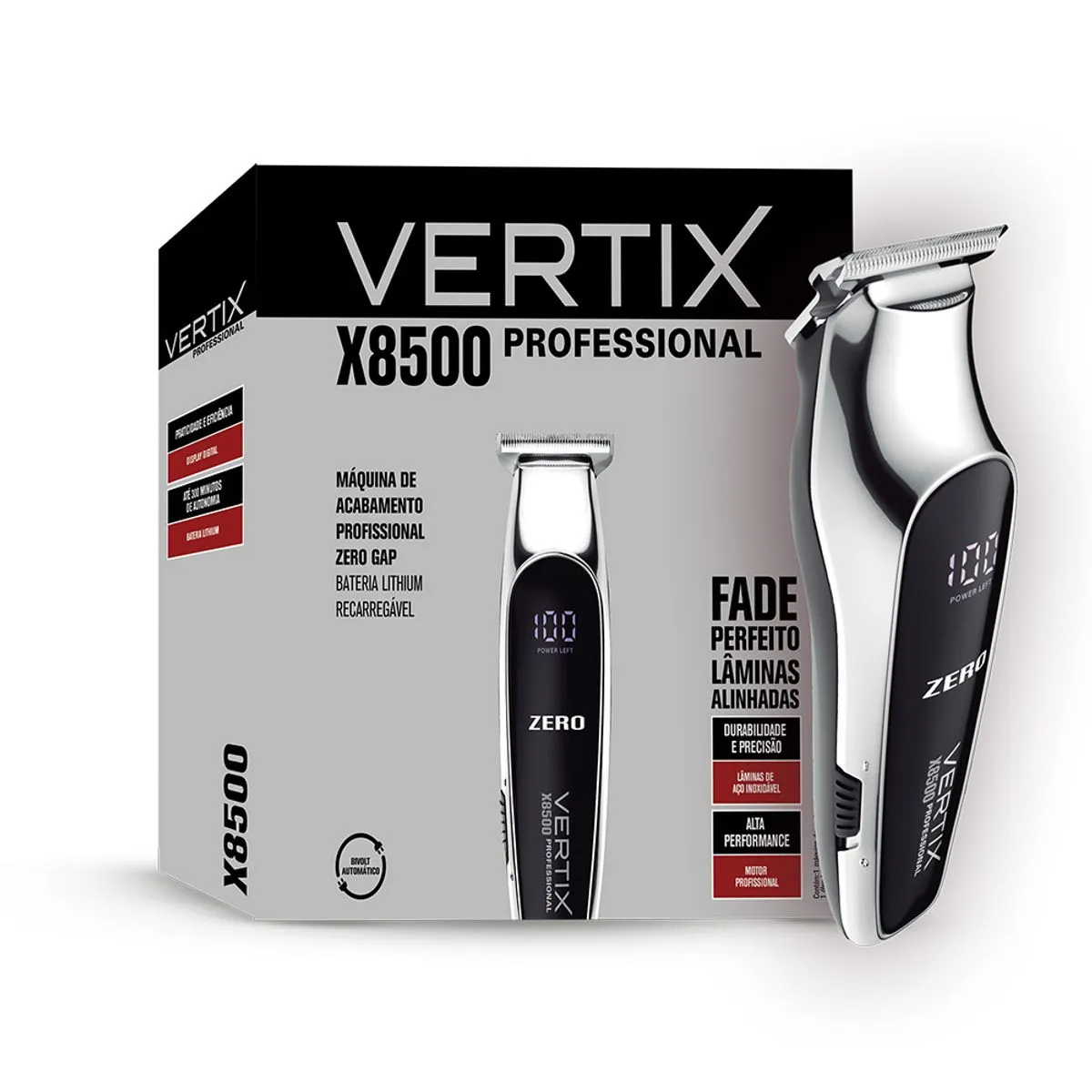 Máquina de Acabamento Profissional Zero Gap X8500 Lithium Vertix