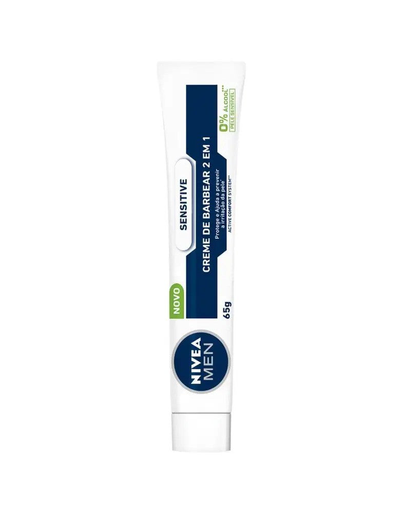 Creme de Barbear Sensitive 2 em 1 Nivea Men 65g - Shopmano