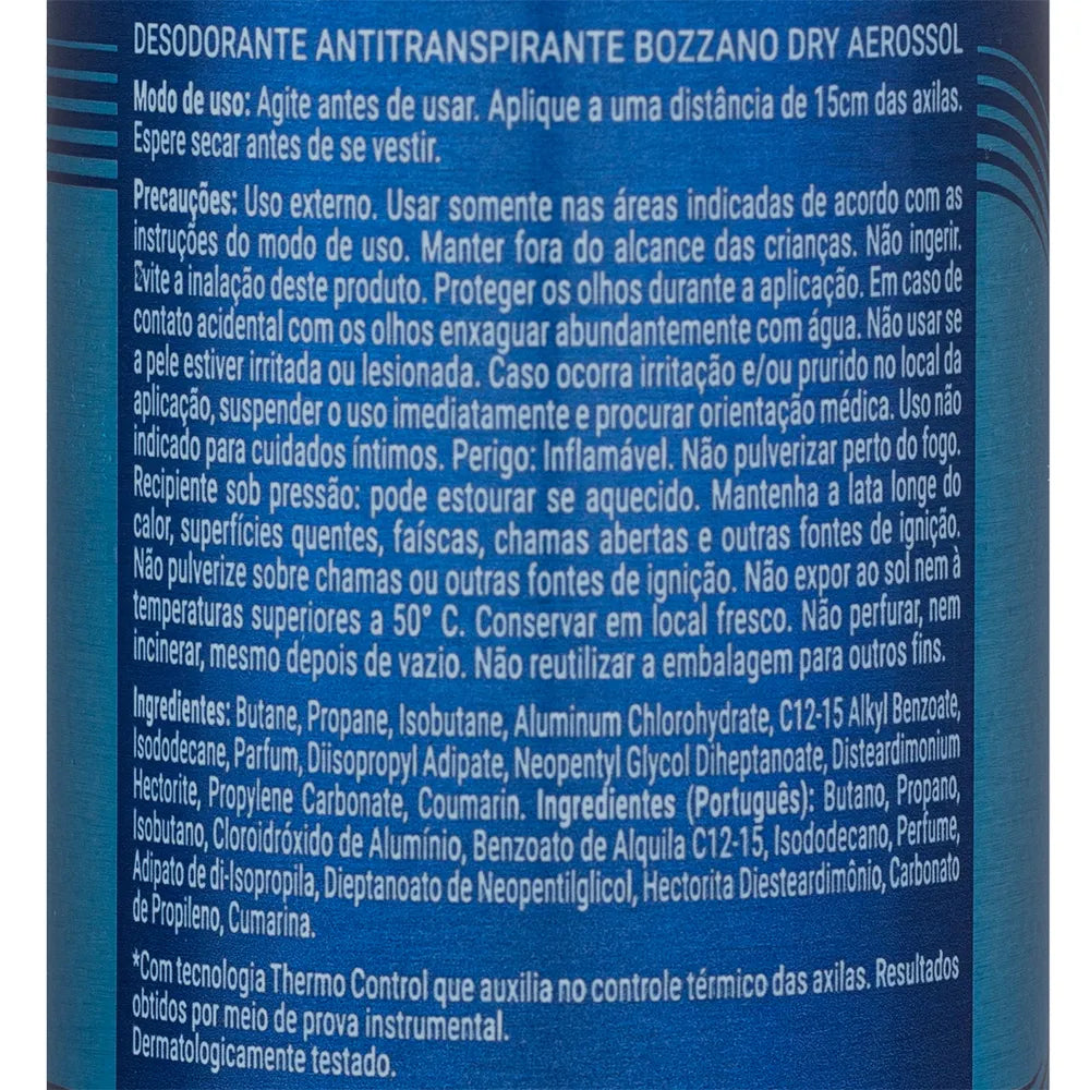 Desodorante Aerossol Masculino Bozzano Dry 150ml