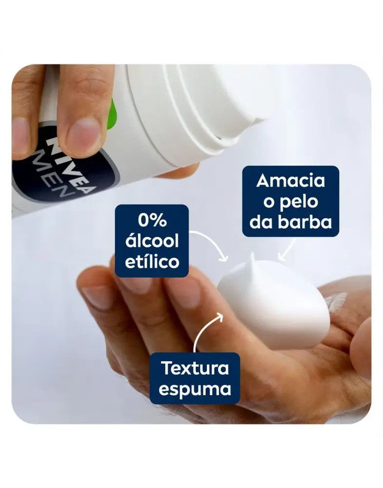 Espuma de Barbear Sensitive Nivea Men 200ml - Shopmano