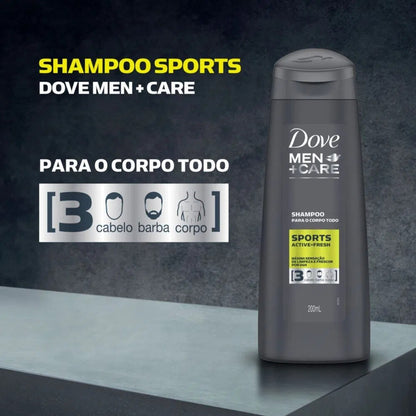 Shampoo Cabelo Barba Corpo Sports Dove Men Care 200ml