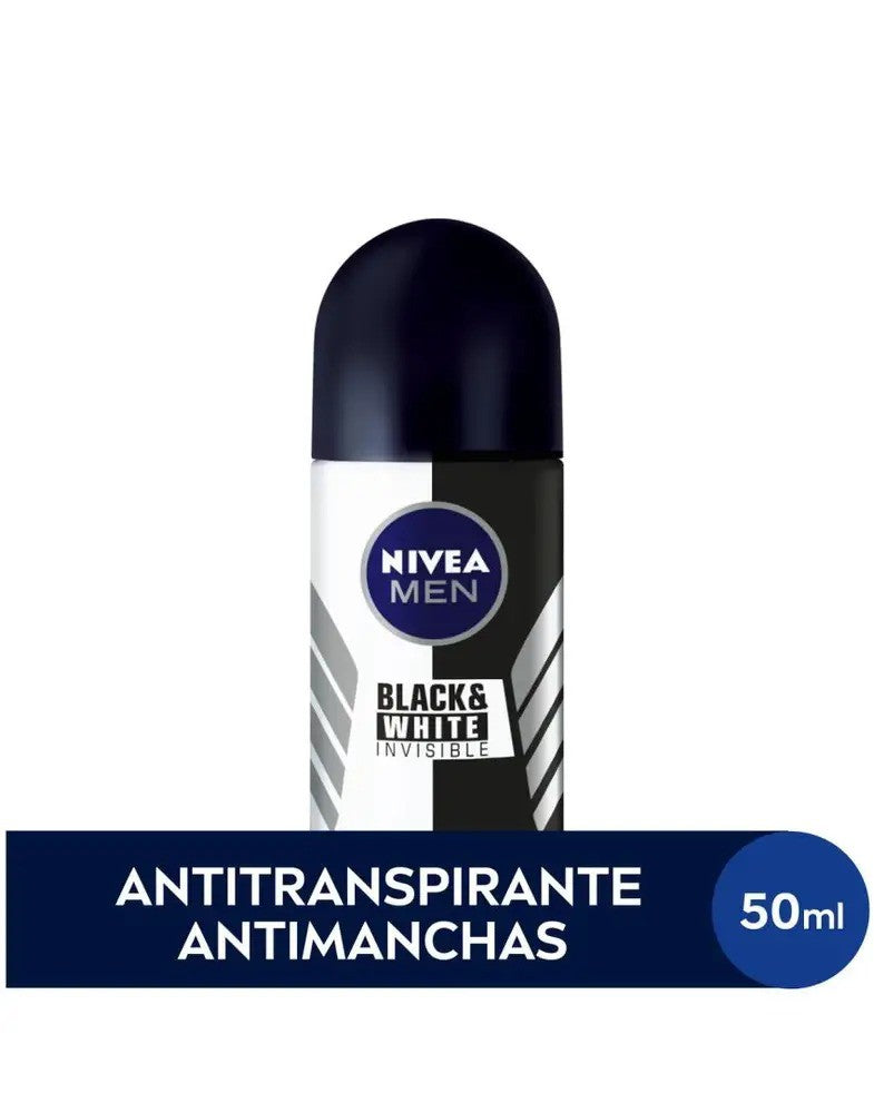 Desodorante Roll On Invisible Black & White Nivea Men 50ml - Shopmano