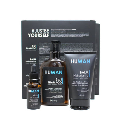 Kit para Barba Shampoo 3 em 1 Balm e Óleo Human - Shopmano