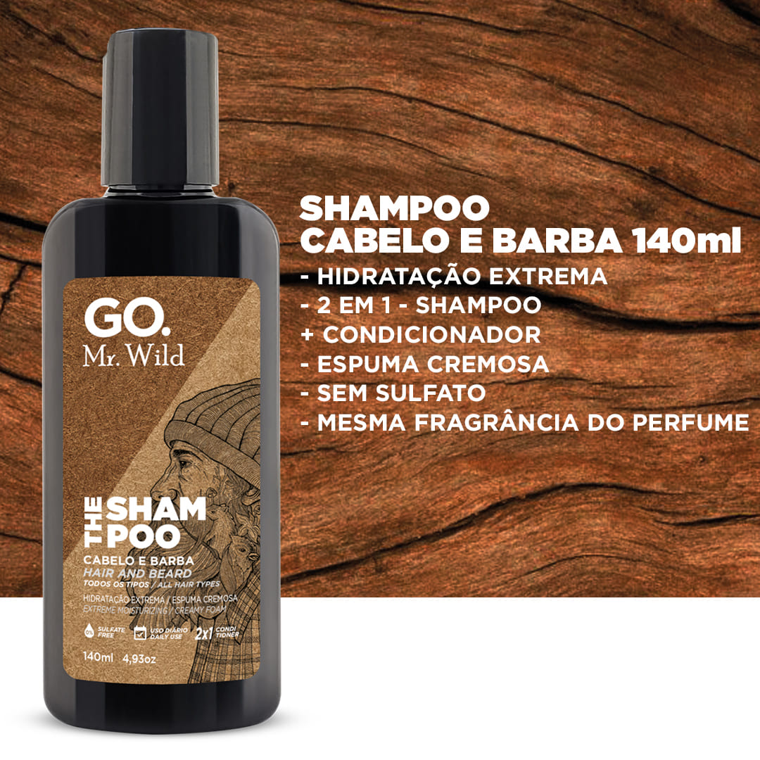 Shampoo 2 Em 1 Cabelo Barba Hidratação Mr Wild Go Man 140ml - Shopmano