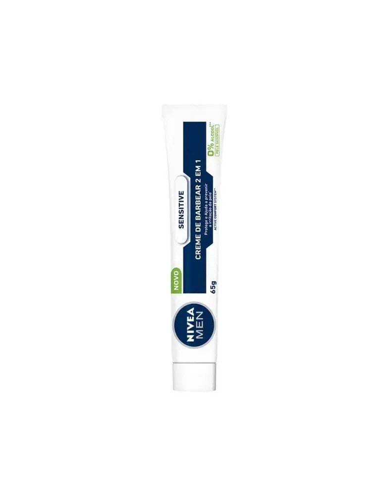 Creme de Barbear Sensitive 2 em 1 Nivea Men 65g - Shopmano