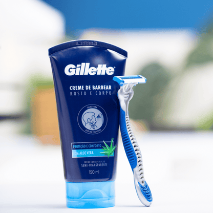 Kit Aparelho Gillette Corpo + Creme Corpo e Rosto