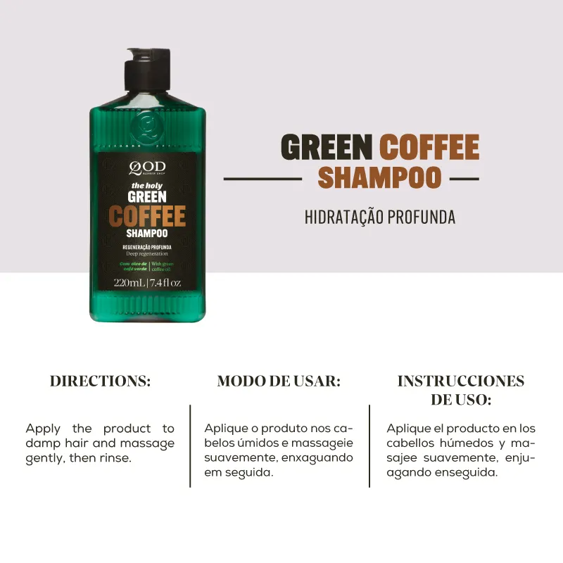 Shampoo de Cabelo Limpeza Diária Café Verde QOD Barber 220ml - Shopmano