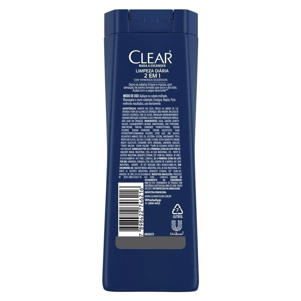 Shampoo Anticaspa Limpeza Diária 2 Em 1 Clear Men 200ml - Shopmano