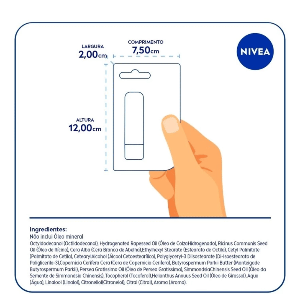 Protetor Labial Nivea Original Care 4,8g - Shopmano