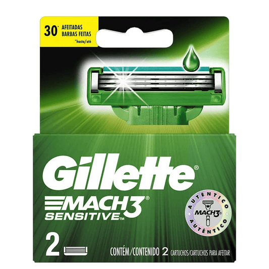 Carga para Aparelho de Barbear Gillette Mach3 Sensitive 2Un - Shopmano