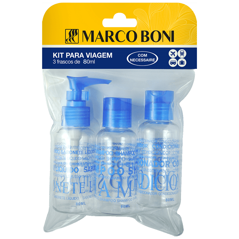 Kit para Viagem Necessaire Com 3 Frascos de 80ml Marco Boni - Shopmano