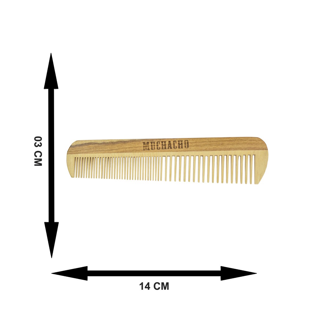 Pente de Madeira para Barba Duplo Dentes Muchacho