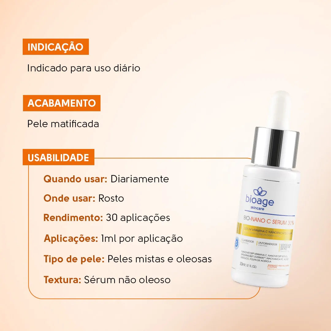 Sérum Facial com Vitamina C Bio-Nano C Bioage 30ml