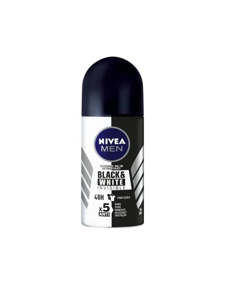 Desodorante Roll On Invisible Black & White Nivea Men 50ml - Shopmano