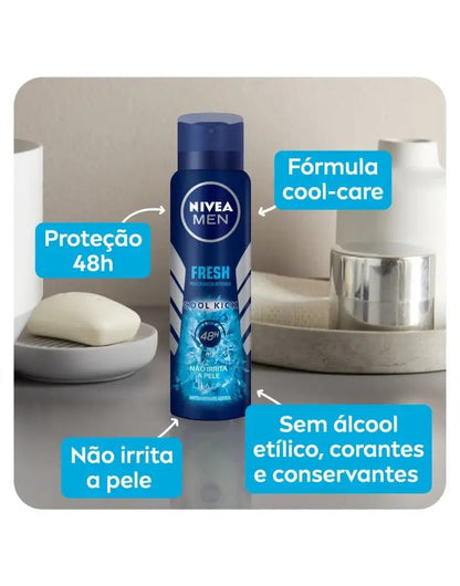 Desodorante Aerosol Cool Kick Nivea Men 150ml - Shopmano