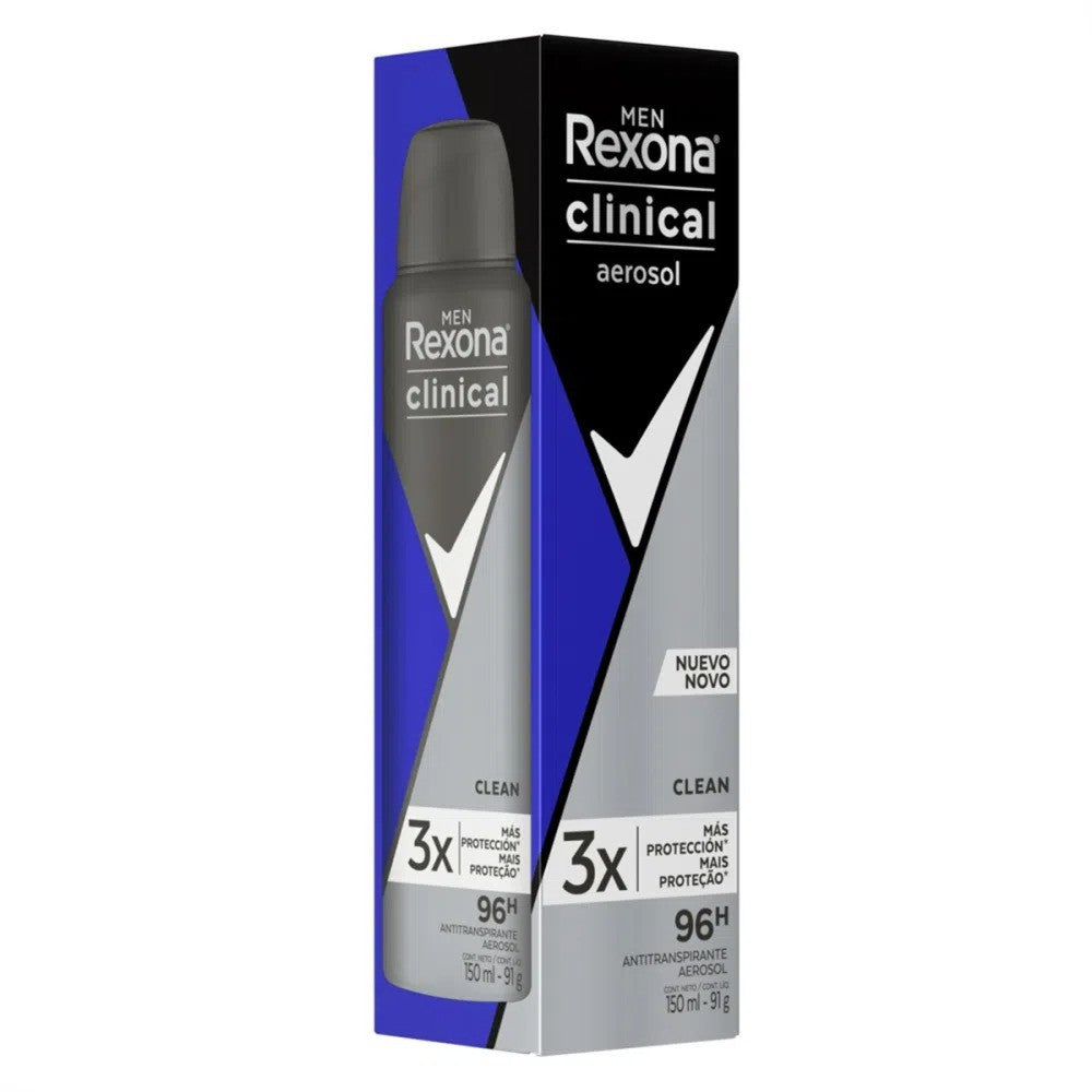 Antitranspirante Aerossol Rexona Clinical Clean Men 150ml - Shopmano