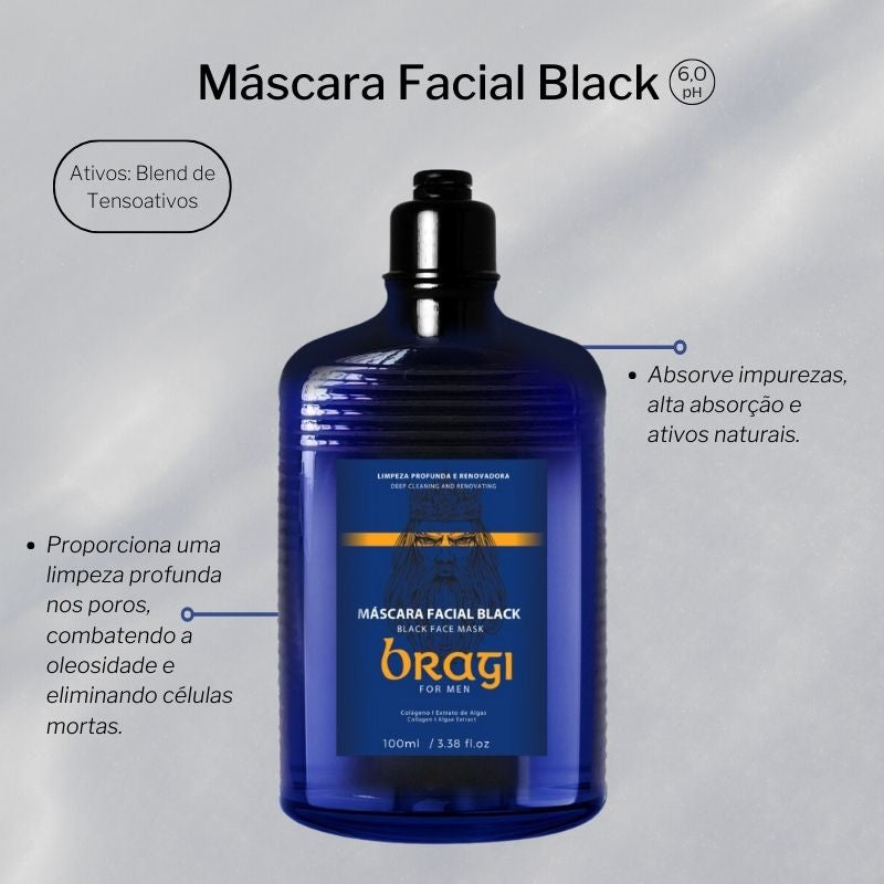 Máscara Facial Black Peeling Bragi For Men 100ml