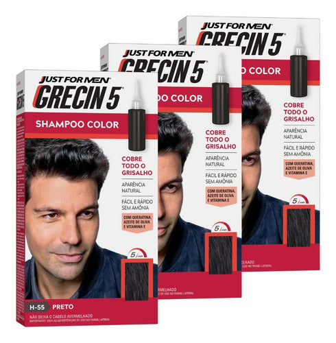 Kit 3 Shampoo Color Grecin 5 Preto