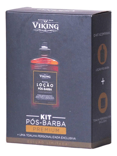 Kit Pós Barba Premium Loção E Toalha Viking