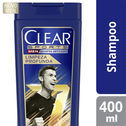 Shampoo Anticaspa Sports Limpeza Profunda Clear Men 400ml - Shopmano