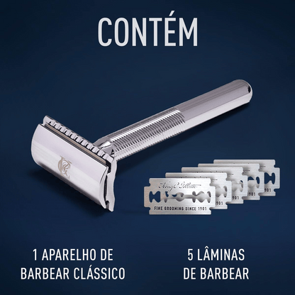 Aparelho de Barbear Clássico Gillette King C. + 5 Lâminas - Shopmano