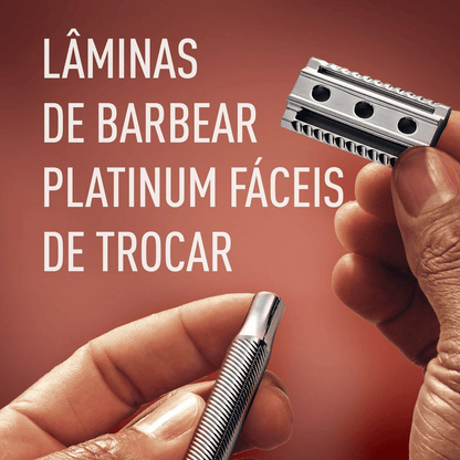 Aparelho de Barbear Clássico Gillette King C. + 5 Lâminas - Shopmano