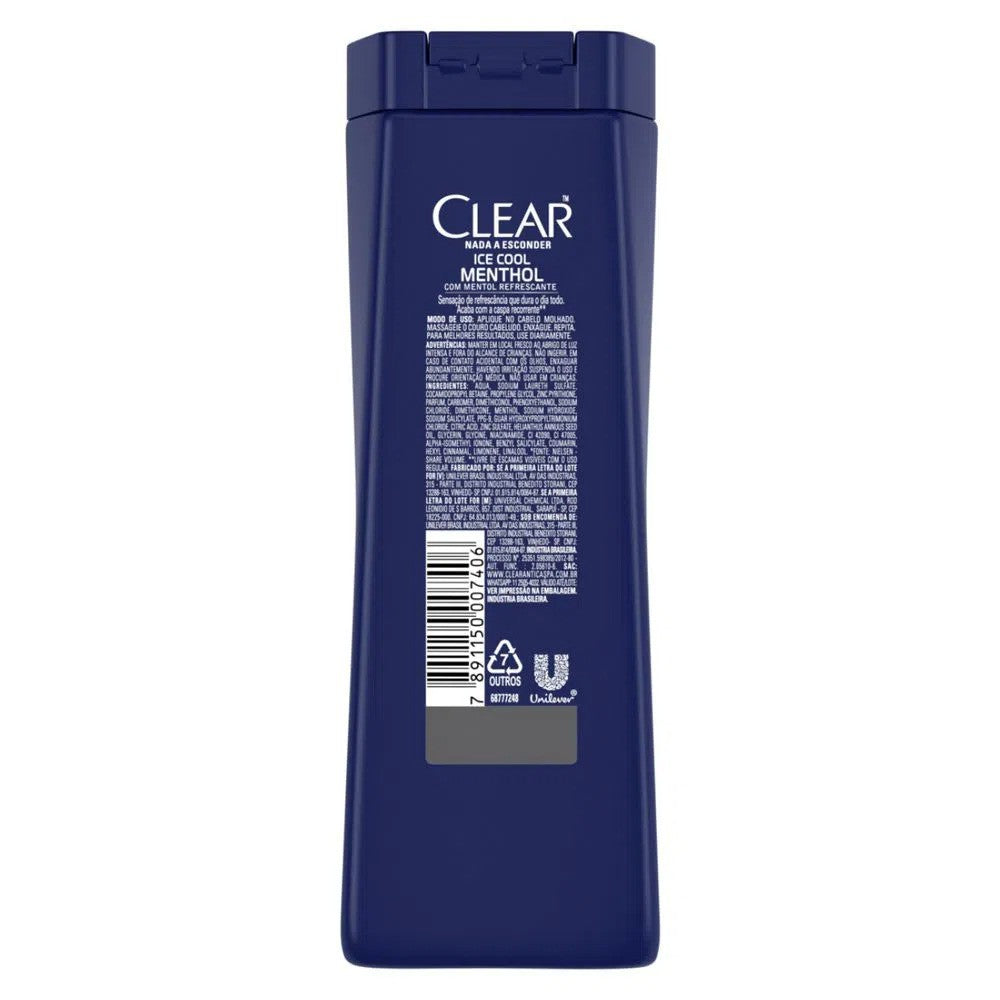 Shampoo Anticaspa Ice Cool Menthol Clear Men 200ml - Shopmano