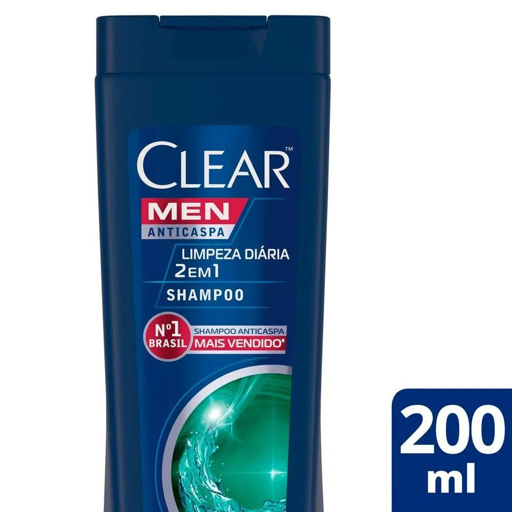 Shampoo Anticaspa Limpeza Diária 2 Em 1 Clear Men 200ml - Shopmano