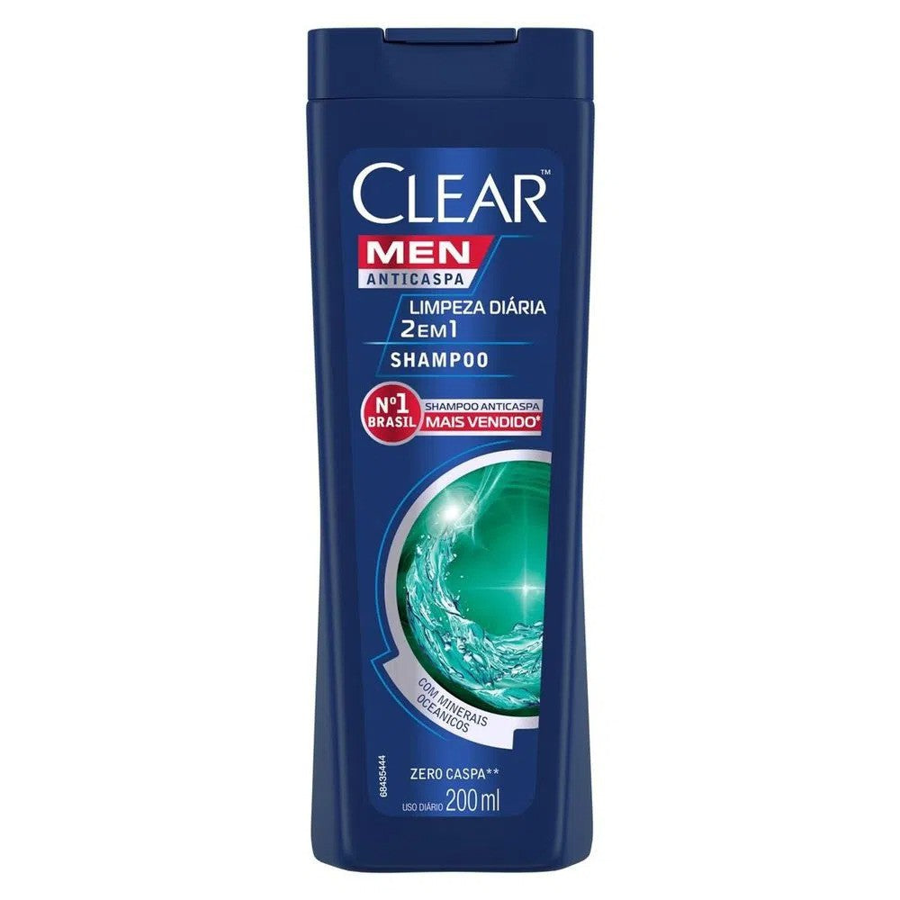 Shampoo Anticaspa Limpeza Diária 2 Em 1 Clear Men 200ml - Shopmano