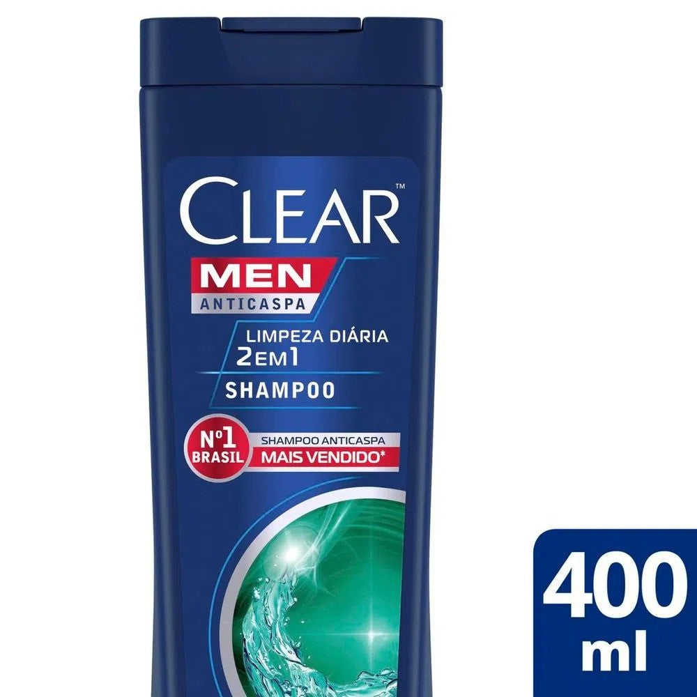 Shampoo Anticaspa Limpeza Diária 2 Em 1 Clear Men 400ml - Shopmano