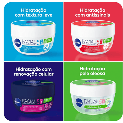 Creme Hidratante Facial Nivea Antissinais 5 em 1 100g - Shopmano