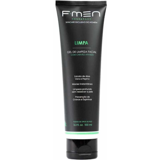 Gel De Limpeza Facial Carvão Ativado F-men Cosmetics 100ml - Shopmano