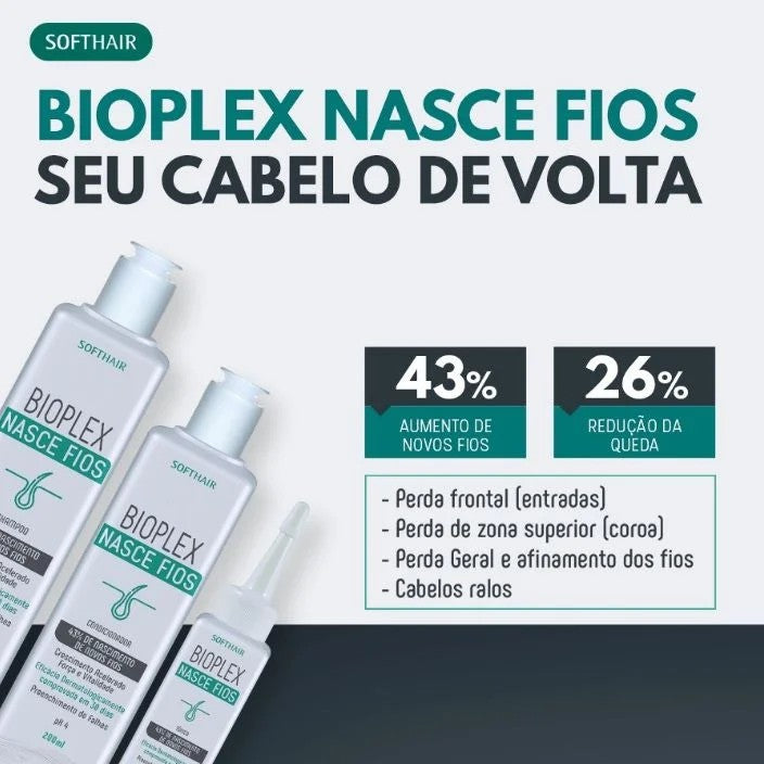 Tônico Capilar Anti Queda E Calvície Bioplex Nasce Fios 60ml - Shopmano