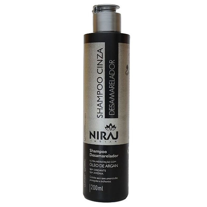 Shampoo Cinza Desamarelador Branco e Grisalhos Niraj 200ml - Shopmano