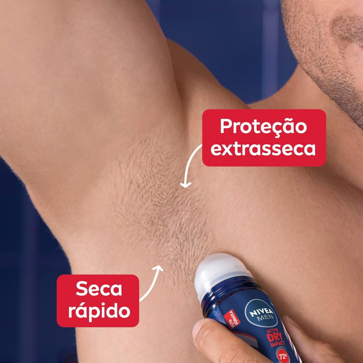 Desodorante Roll-On Nivea Men Active Dry Impact 72h 50ml - Shopmano