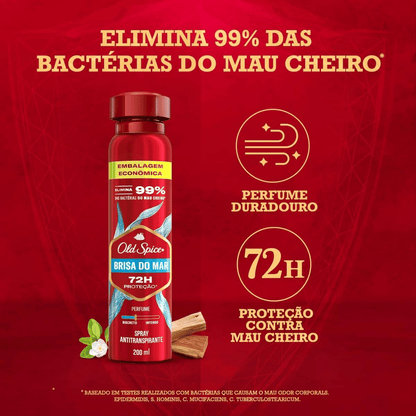 Desodorante Spray Old Spice Brisa do Mar Masculino 72h 200ml - Shopmano