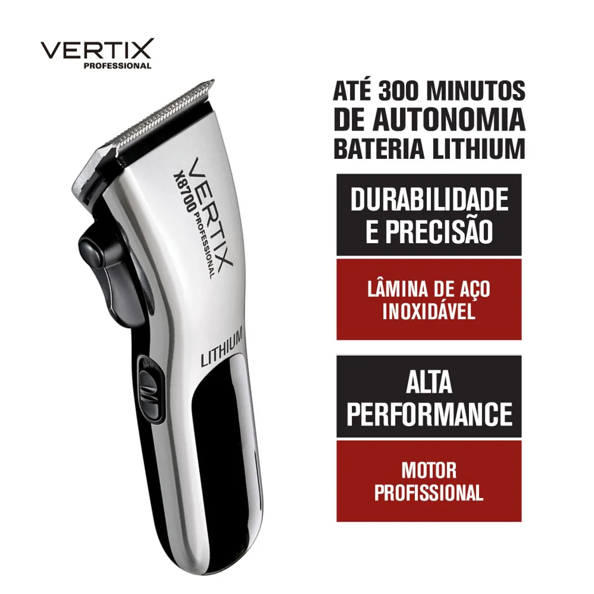 Máquina de Corte Profissional X8700 Bateria Lithium Vertix