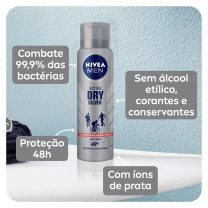 Desodorante Antitranspirante Silver Protect Nivea Men 150ml - Shopmano