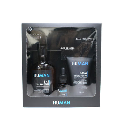 Kit para Barba Shampoo 3 em 1 Balm e Óleo Human - Shopmano