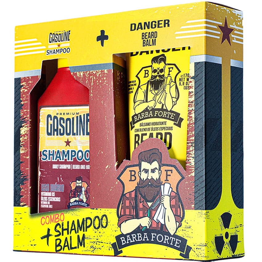 Kit Shampoo Gasoline e Balm de Barba Danger Barba Forte - Shopmano