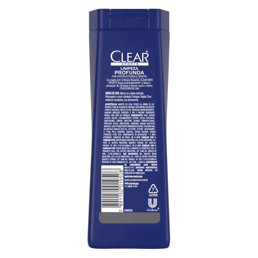 Shampoo Anticaspa Sports Limpeza Profunda Clear Men 200ml