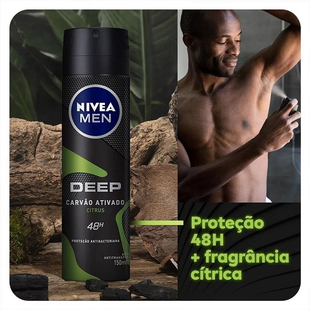 Desodorante Antitranspirante Deep Citrus Nivea Men 150ml - Shopmano