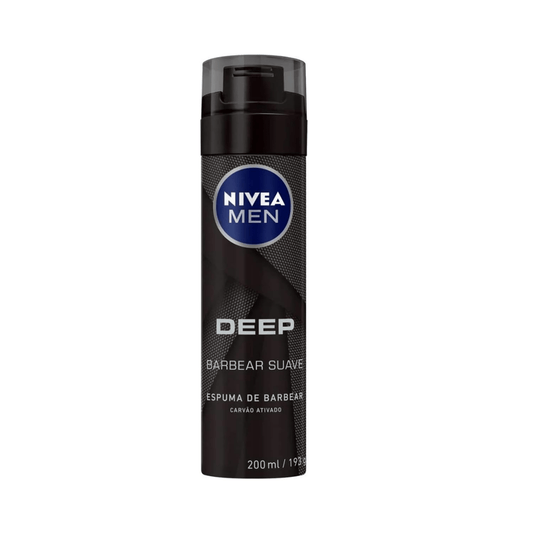 Espuma de Barbear Carvão Ativado Nivea Men Deep Suave 200ml - Shopmano