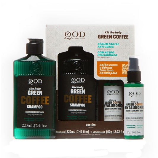 Kit Café Verde Shampoo + Sérum Anti-Idade QOD Barber Shop - Shopmano