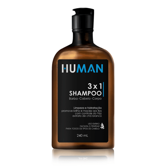 Shampoo 3 em 1 Barba Corpo e Cabelo Human 240ml - Shopmano