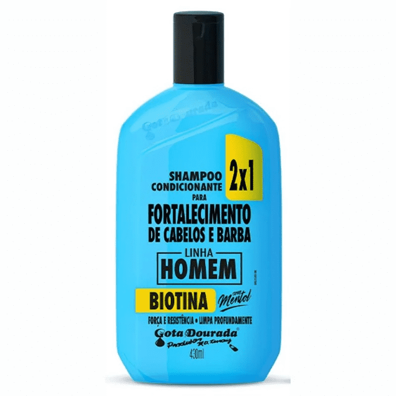 Shampoo Fortalecedor Cabelo Barba Gota Dourada Homem 430ml - Shopmano